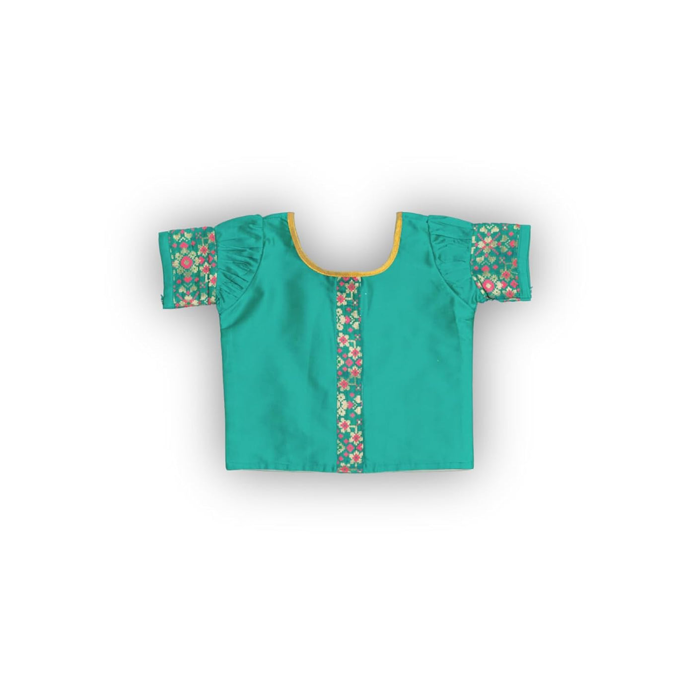 Skirt & Top Set for Girls: Traditional Onam Attire From NutsClothing | Peacock Green | Gold | Red | For Ages 6 Months to 7 Years