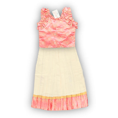 Skirt & Top Set for Girls: Traditional Onam Attire From NutsClothing | Pink | Dark Green | Light Green | Maroon | Wine | For Ages 6 Months to 7 Years