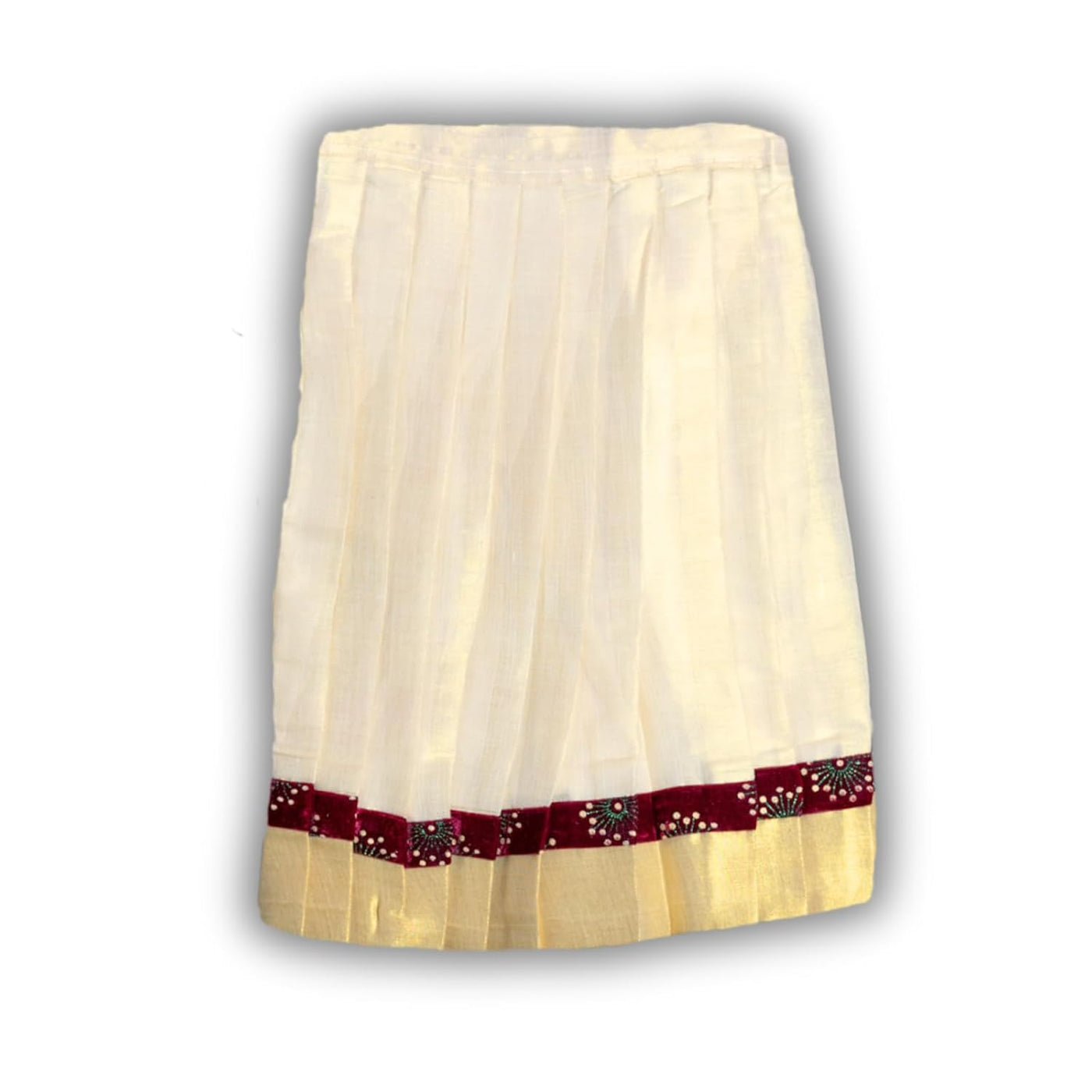 Skirt & Top Set for Girls: Traditional Onam Attire From NutsClothing | Maroon | Dark Green | Midnight Blue | For Ages 6 Months to 7 Years