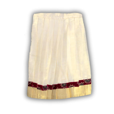 Skirt & Top Set for Girls: Traditional Onam Attire From NutsClothing | Maroon | Dark Green | Midnight Blue | For Ages 6 Months to 7 Years