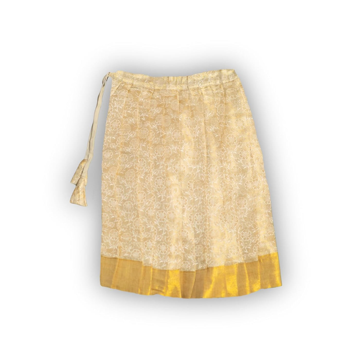 Skirt & Top Set for Girls: Traditional Onam Attire From NutsClothing | Gold | For Ages 6 Months to 7 Years