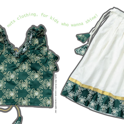 Skirt & Top Set for Girls: Traditional Onam Attire From NutsClothing | Pink | Dark Green | Light Green | Maroon | Wine | For Ages 6 Months to 7 Years